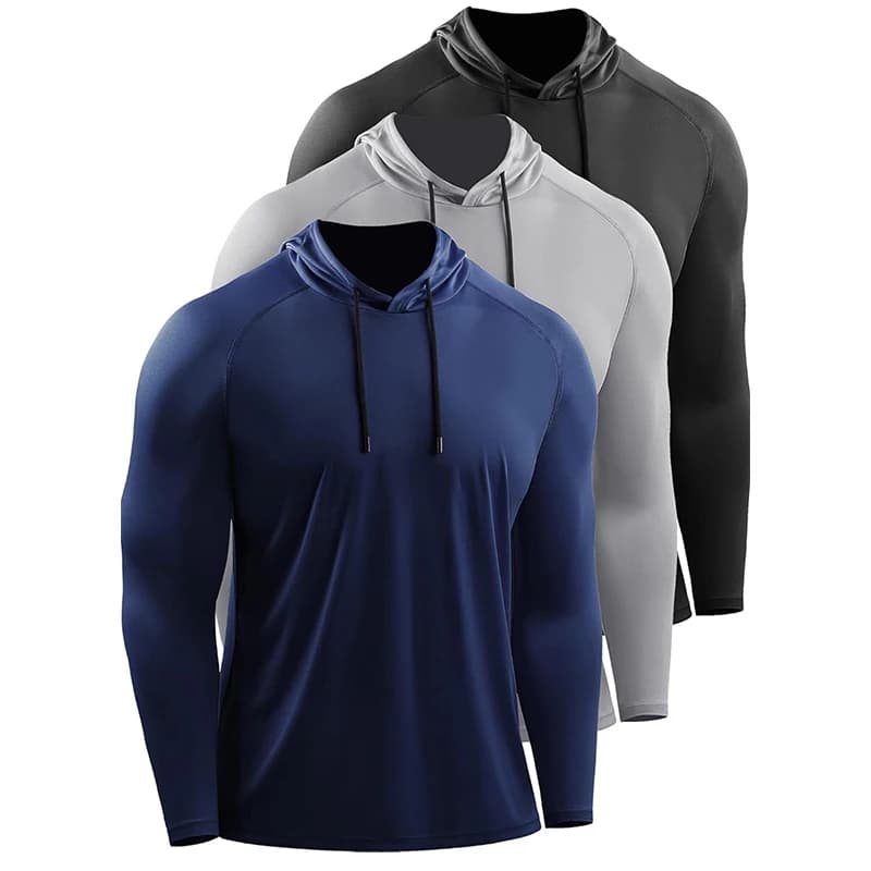 Men's Hooded Long Sleeve Gym Shirt Sportswear Running Fitness Casual Top — image 2