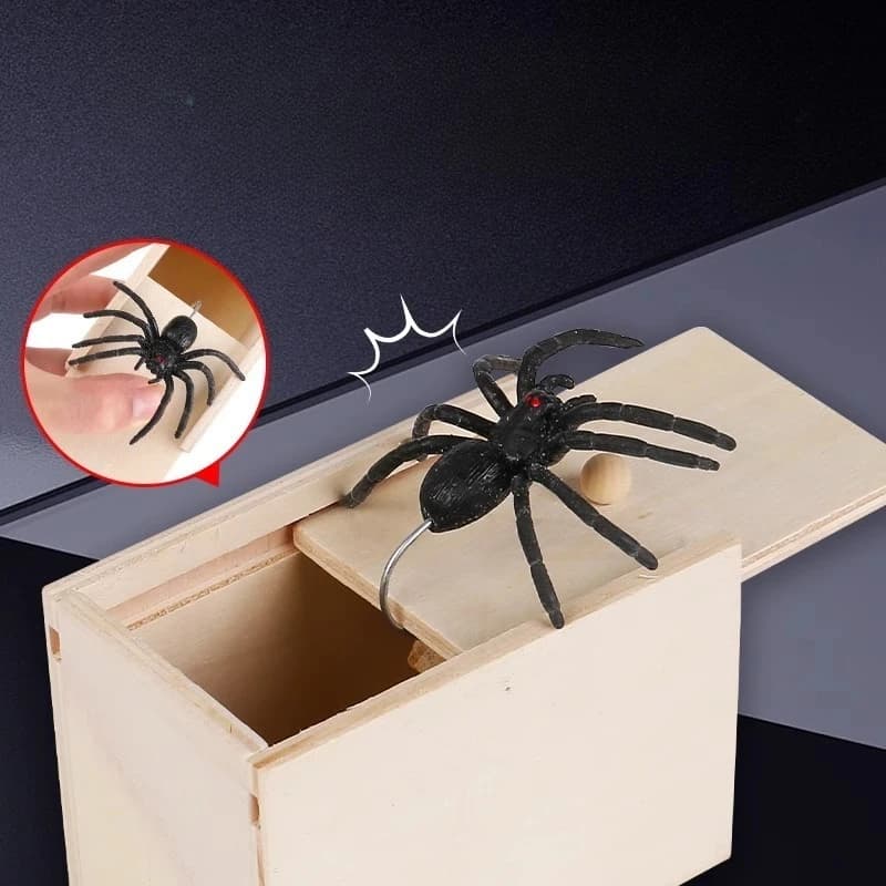 Wooden Spider Prank Scare Box Creepy Funny Trick Toy Joke Gag Gift Surprise Play — image 2