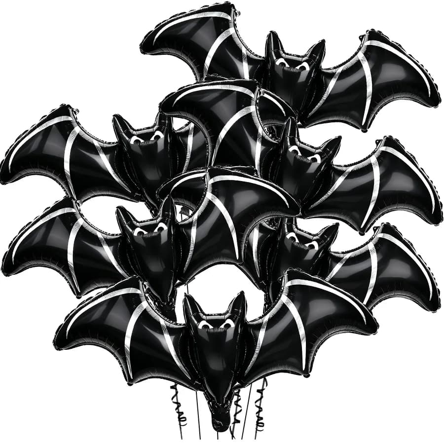 2 Pcs Black Bat Foil Balloons Halloween Party Decoration Large for Birthday — image 5