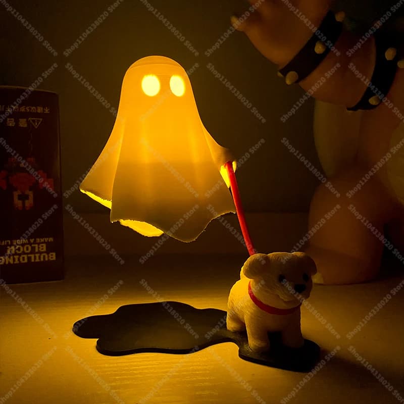 Cute Ghost LED Night Light with Dog Figure Spooky Desk Lamp Halloween Decor — image 4