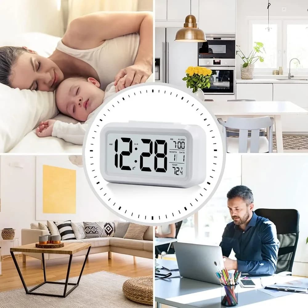 LED Digital Alarm Clock Backlight Snooze Calendar Desktop Table Electronic — image 6