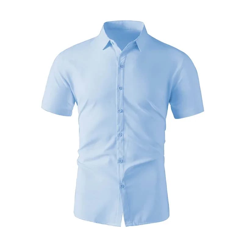 Men's Business Casual Short Sleeve Shirt Summer No-Iron Versatile Solid Colour — image 2