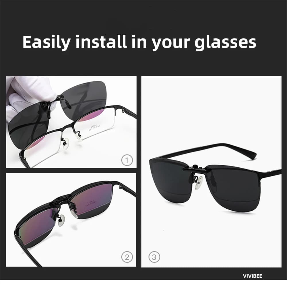 Clip On Sunglasses Polarised UV400 Anti Glare Night Vision Driving Square UK — image 4