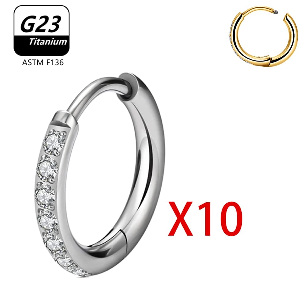 10 Pcs G23 Titanium Hoop Earrings Nose Ring ASTM F136 Body Jewellery — image 11
