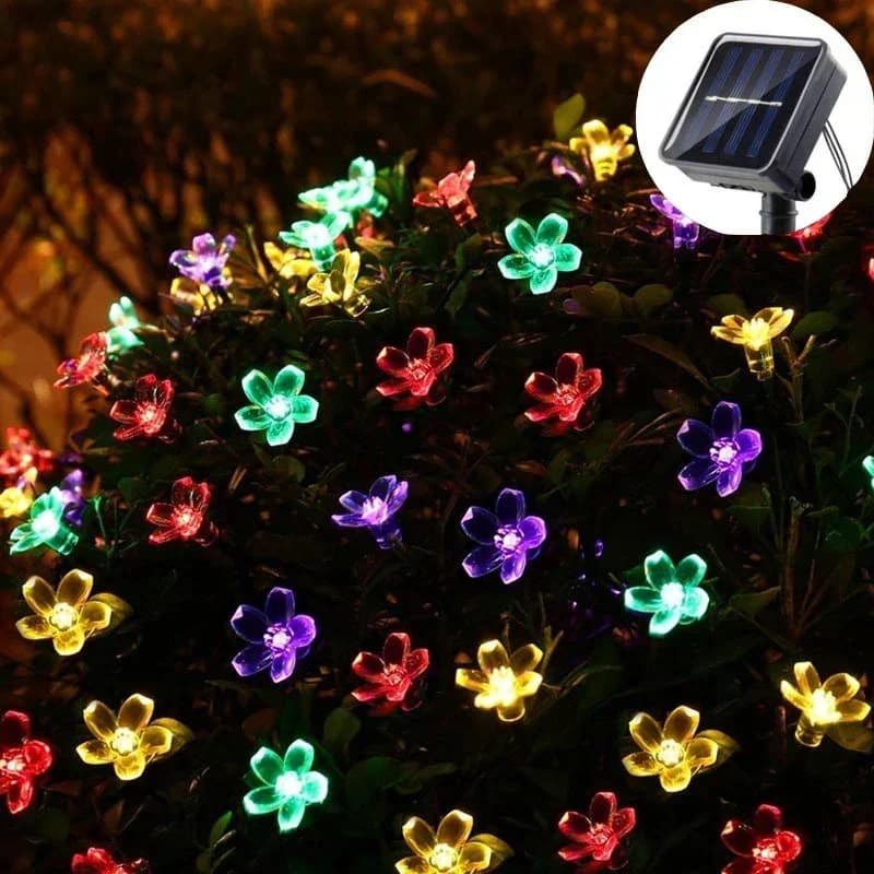 Solar Festoon LED Cherry Blossom Fairy Light String 5m 7m 12m Outdoor Garden Wedding — image 9