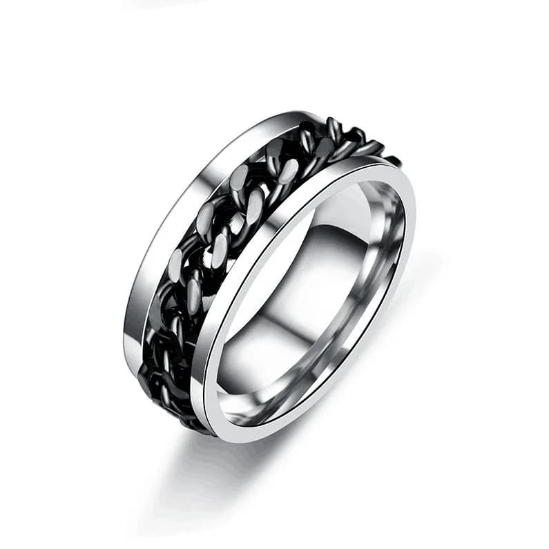 Rotating Stainless Steel Spinner Ring Anti-Anxiety Fidget Punk Couple Ring — image 12