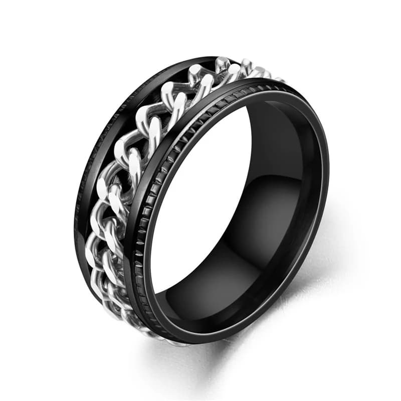 Rotating Stainless Steel Spinner Ring Anti-Anxiety Fidget Punk Couple Ring — image 20