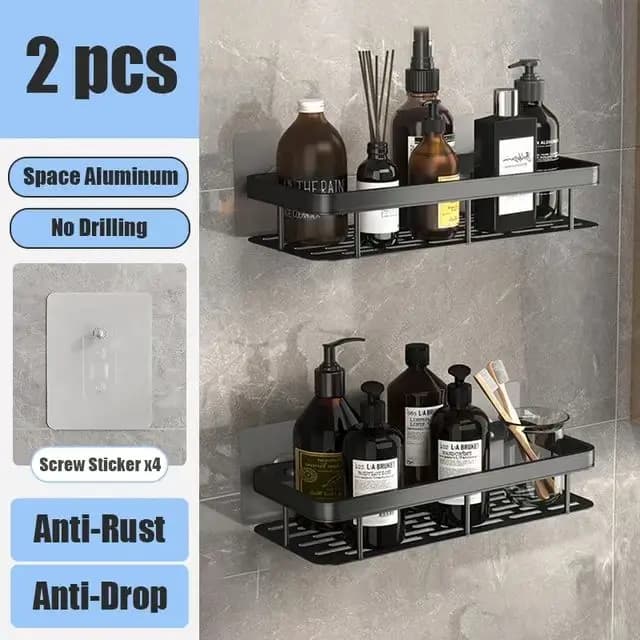 No-Drill Wall Mounted Bathroom Shelf Shower Rack for Shampoo Bottles — image 16