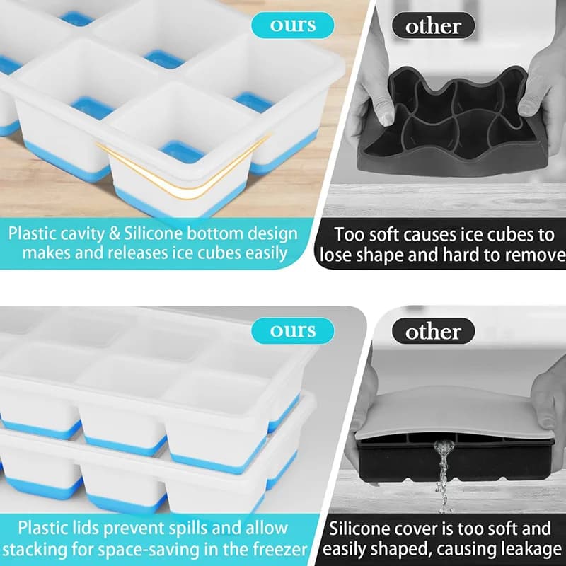 Large Silicone Ice Cube Tray with Lid Easy Release Flexible Mould for Whiskey Ice — image 2