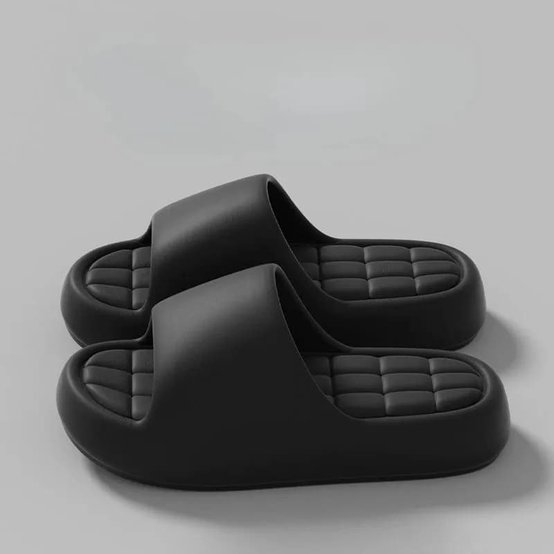 Unisex Bathroom Slippers Cloud Cushion Slides Summer Flat Sandals Thick for Men — image 3