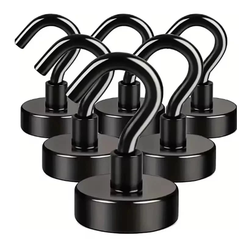 6 Pcs Strong Magnetic Hooks Punch-Free Wall Magnet Hooks for Keys Coat Hanging