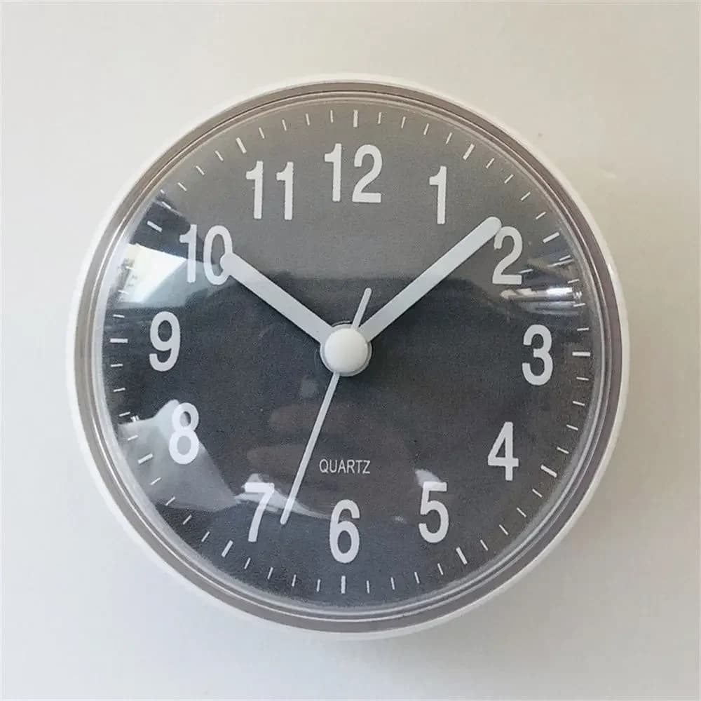 Mini Waterproof Anti-Fog Bathroom Wall Clock with Suction Cup 7cm Round Shower Clock — image 6