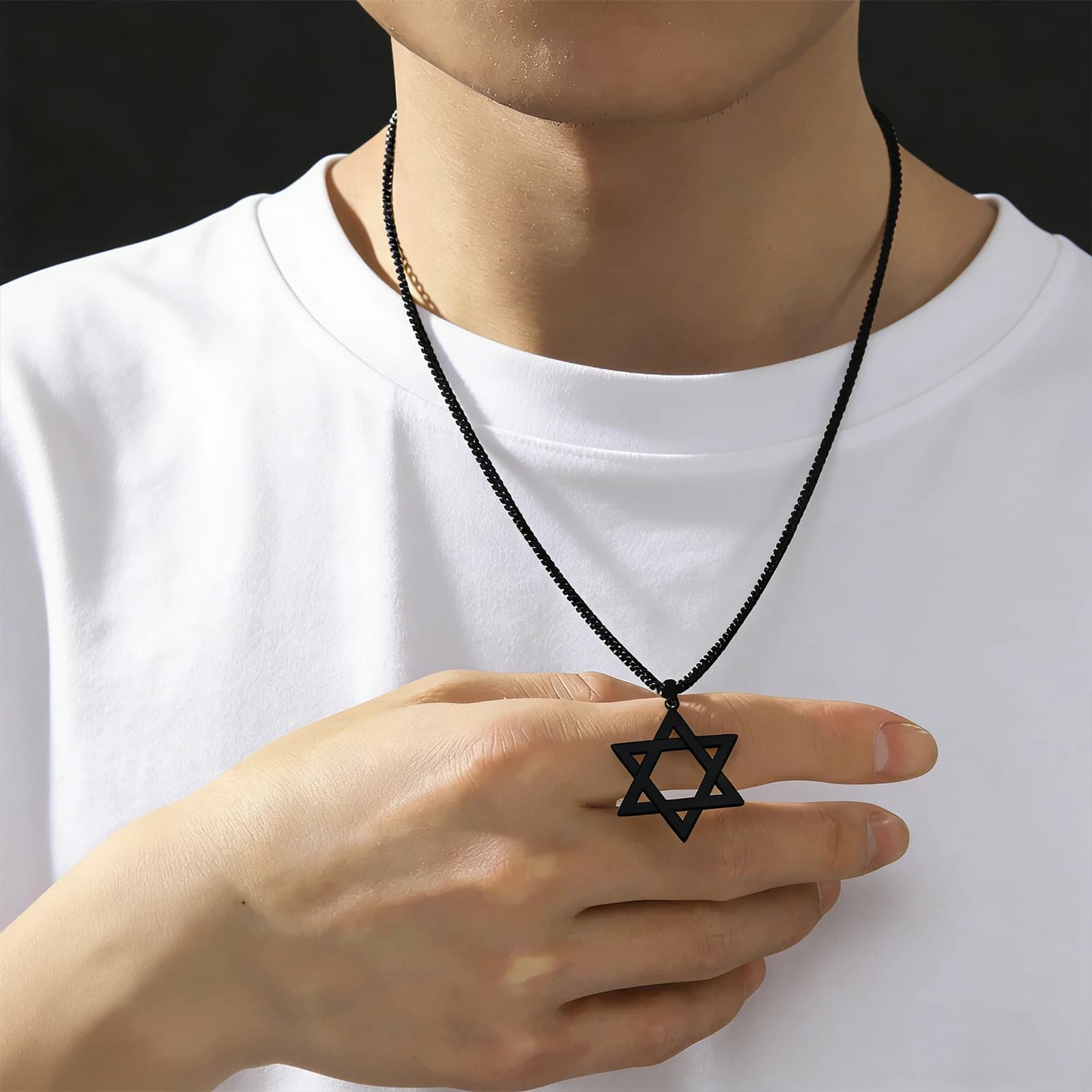 Star of David Pendant Necklace Stainless Steel Jewish Jewellery for Men — image 2