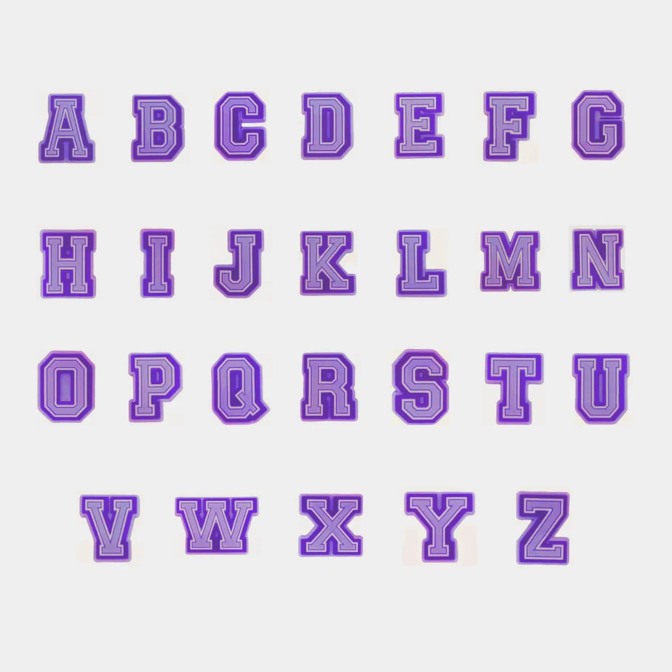 Purple Alphabet Letter Pins Shoe Charms for Crocs Clogs Slides DIY Bubble — image 3