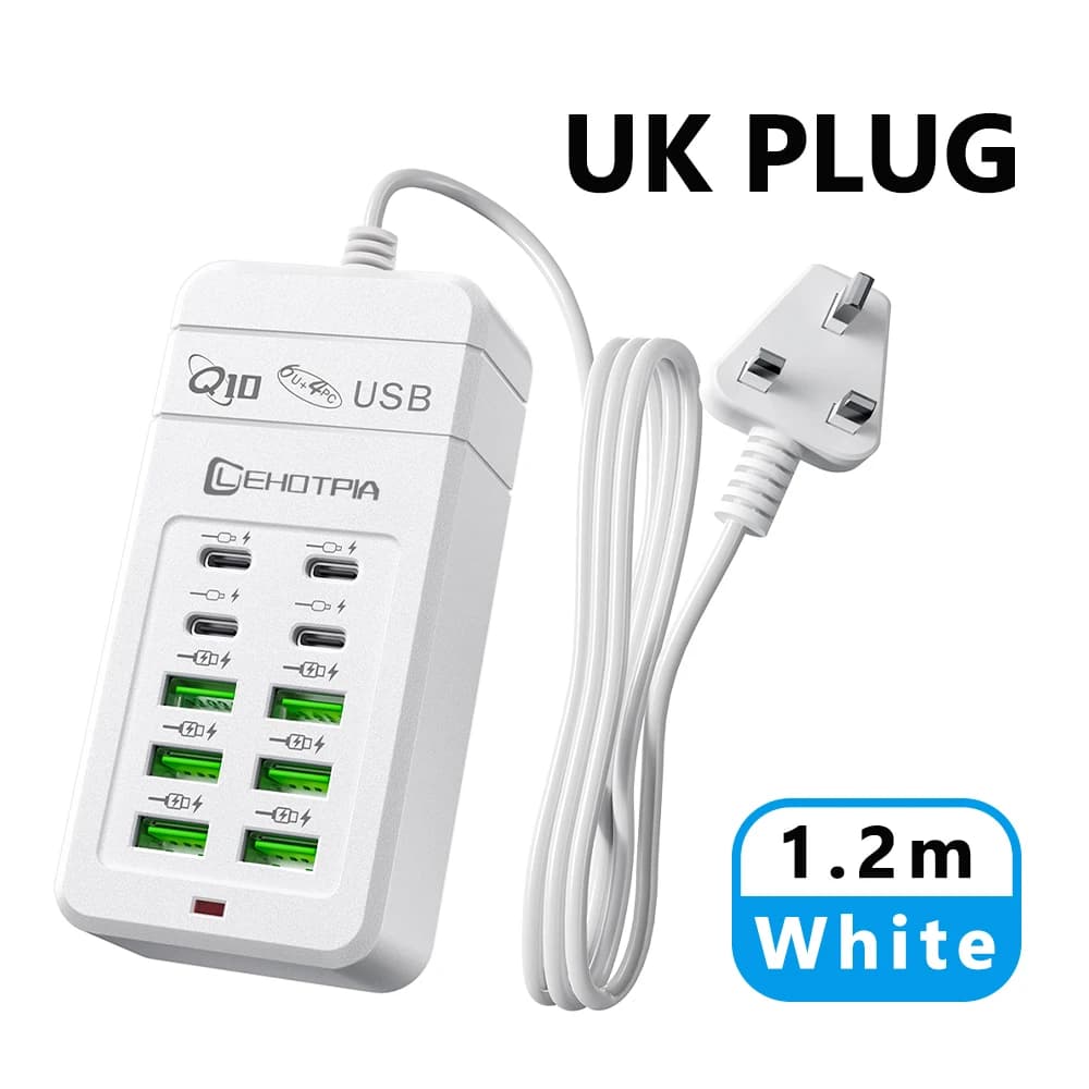 USB Charger Power Strip 6 USB-A 4 USB-C Ports with 1.2m Extension Cord — image 12