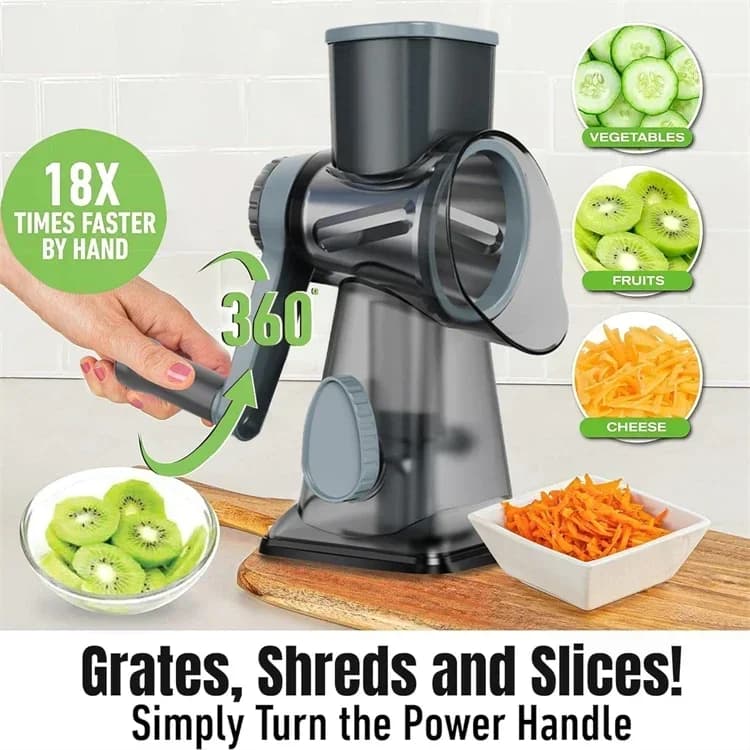 Manual Rotary Cheese Grater 3-in-1 Vegetable Slicer and Nut Grinder for Kitchen — image 3