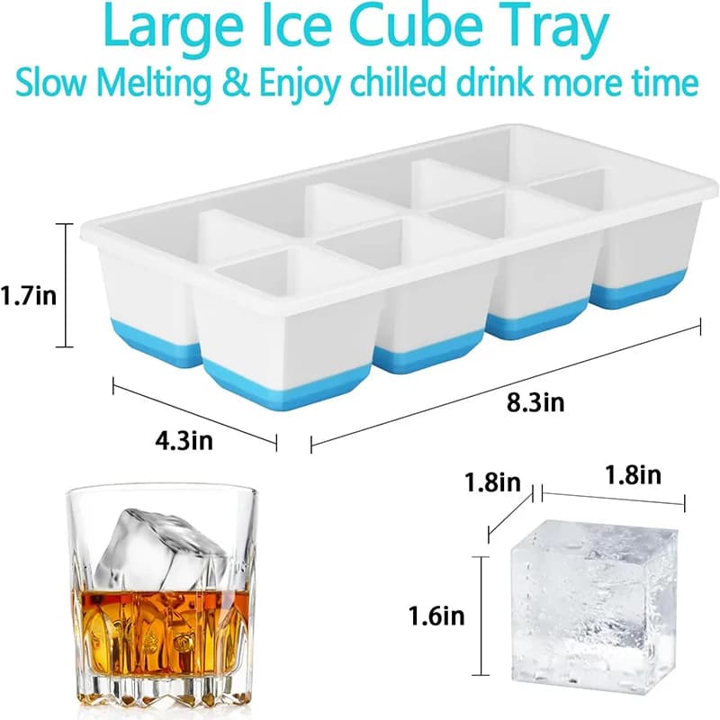 Large Silicone Ice Cube Tray with Lid Easy Release Flexible Mould for Whiskey Ice — image 6