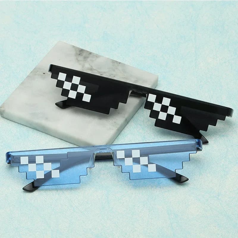 Mosaic Sunglasses Pixel Black Retro Gamer Robot Party Vintage for Men — image 2