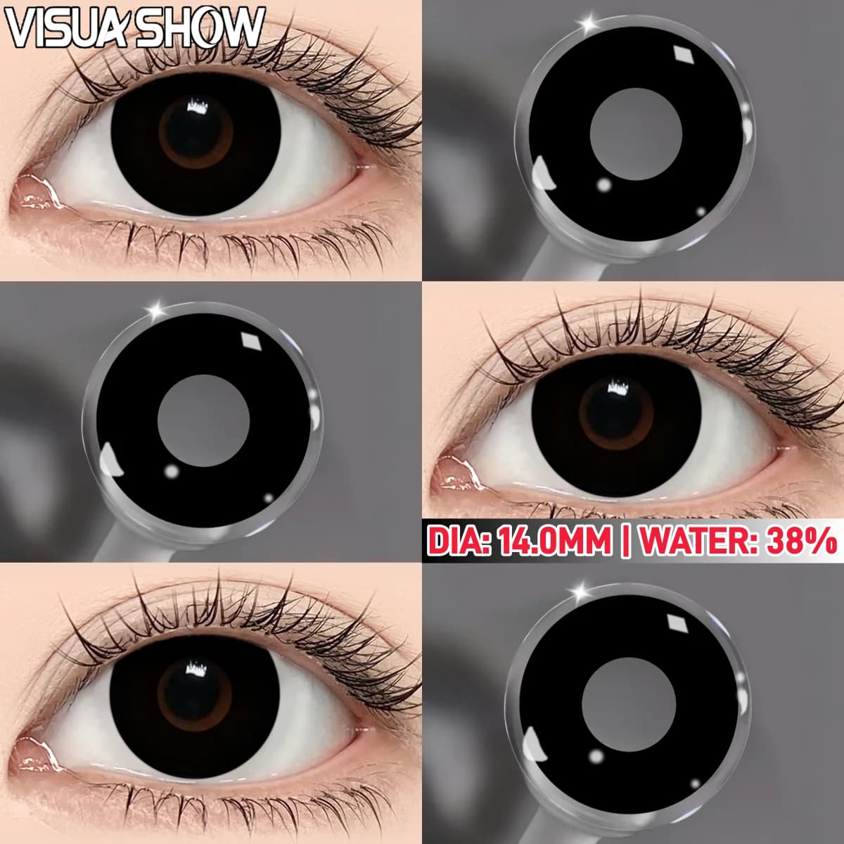 Black Contact Lenses Cosmetic Colour Contacts 2 Pcs Yearly Use — image 5
