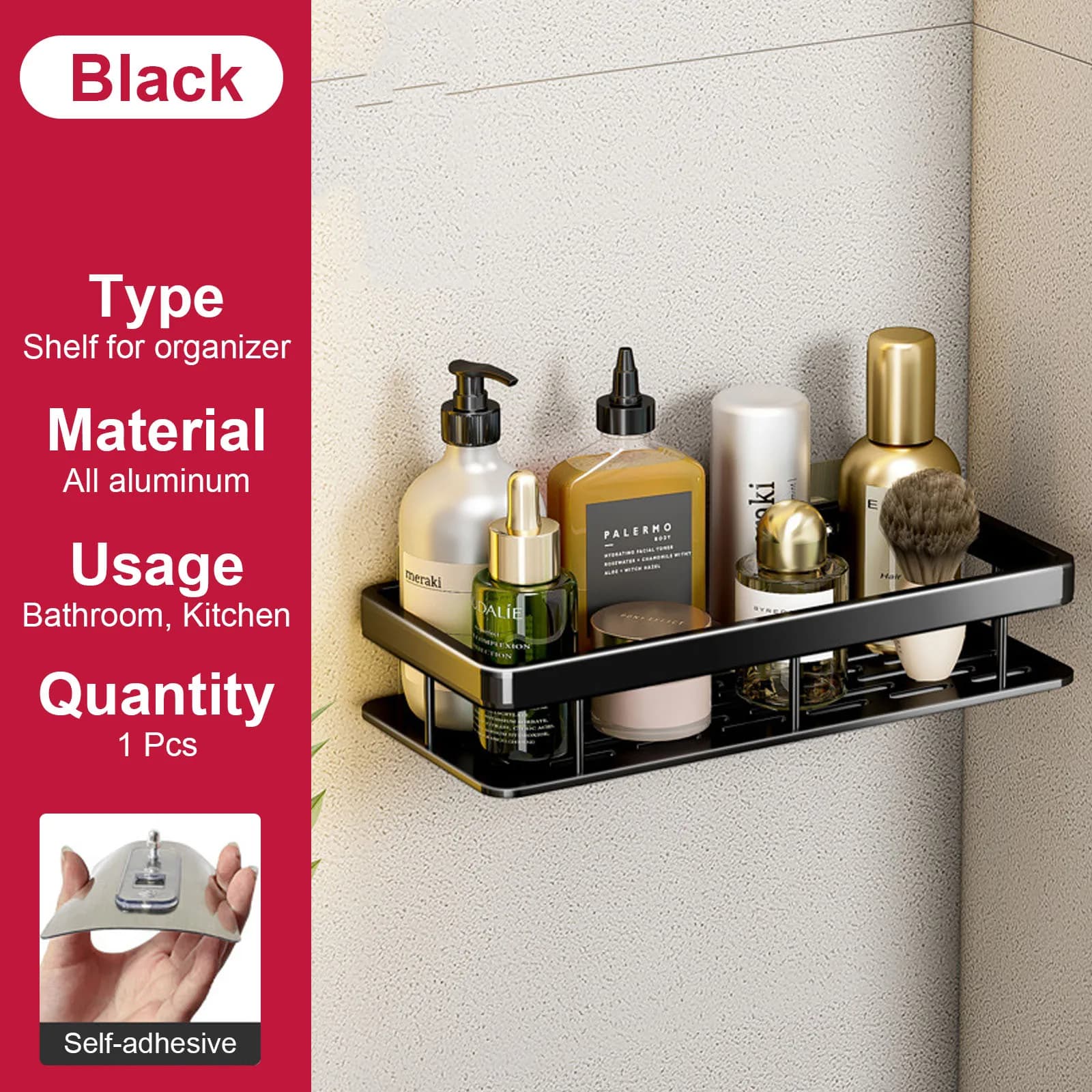 No Drill Shower Corner Shelf Wall Mounted Bathroom Rack for Shampoo Storage — image 10