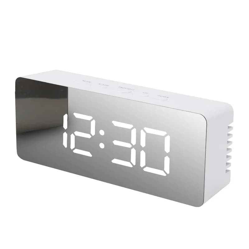 Modern LED Mirror Digital Alarm Clock Desktop Electronic Display for Bedroom — image 7