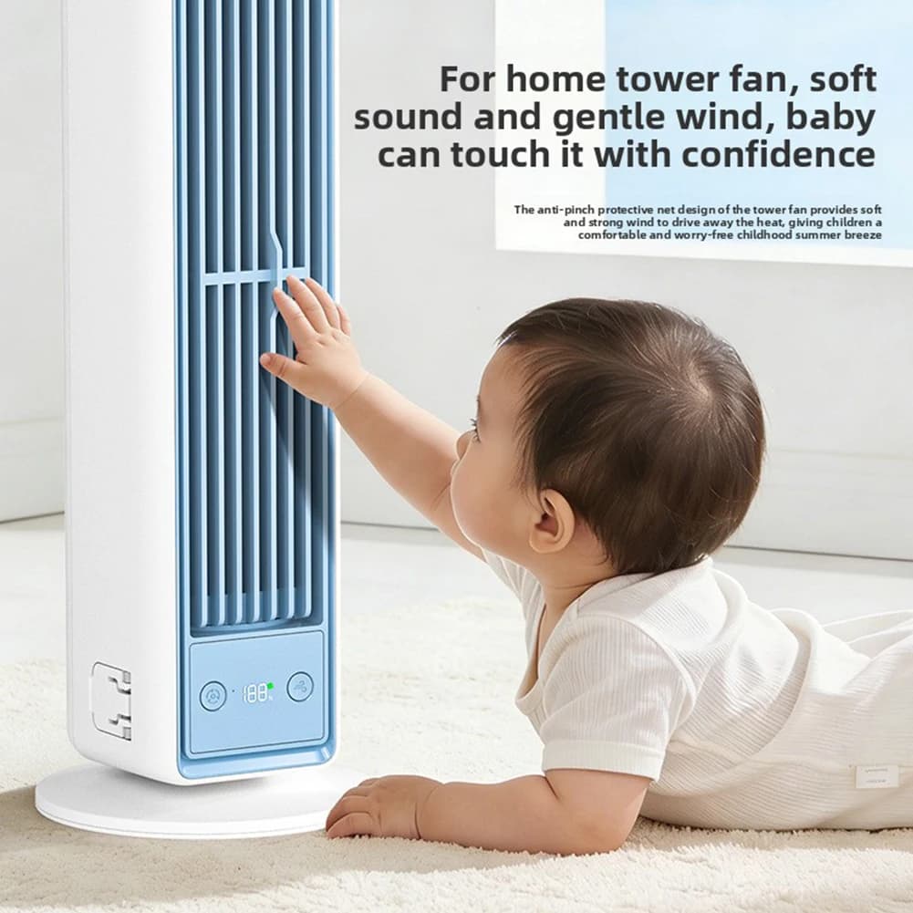 Tower Fan USB Rechargeable Quiet Desktop 3 Speeds Remote Control Air UK — image 3