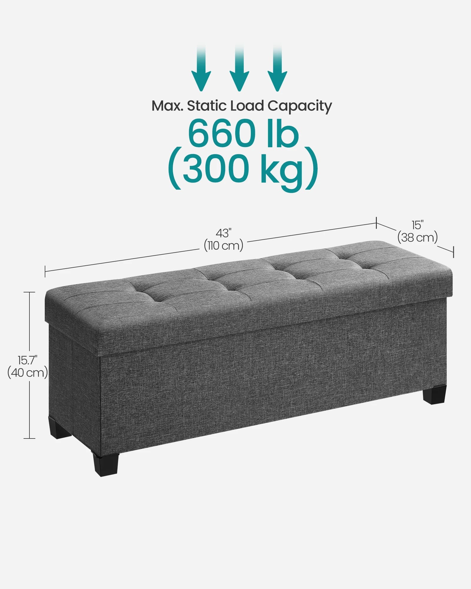 Storage Ottoman Bench Foldable Foot Rest End of Bed Chest New SONGMICS with Legs — image 2
