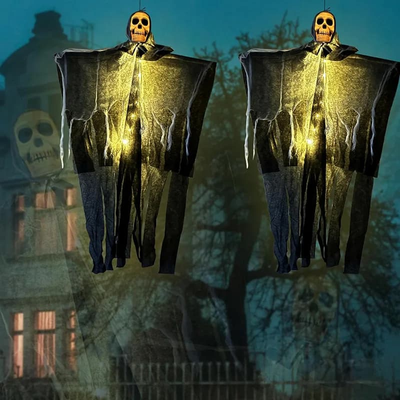 Halloween Glowing Skull Skeleton Gauze Hanging Ghost Decoration 1 Pc Home UK — image 4