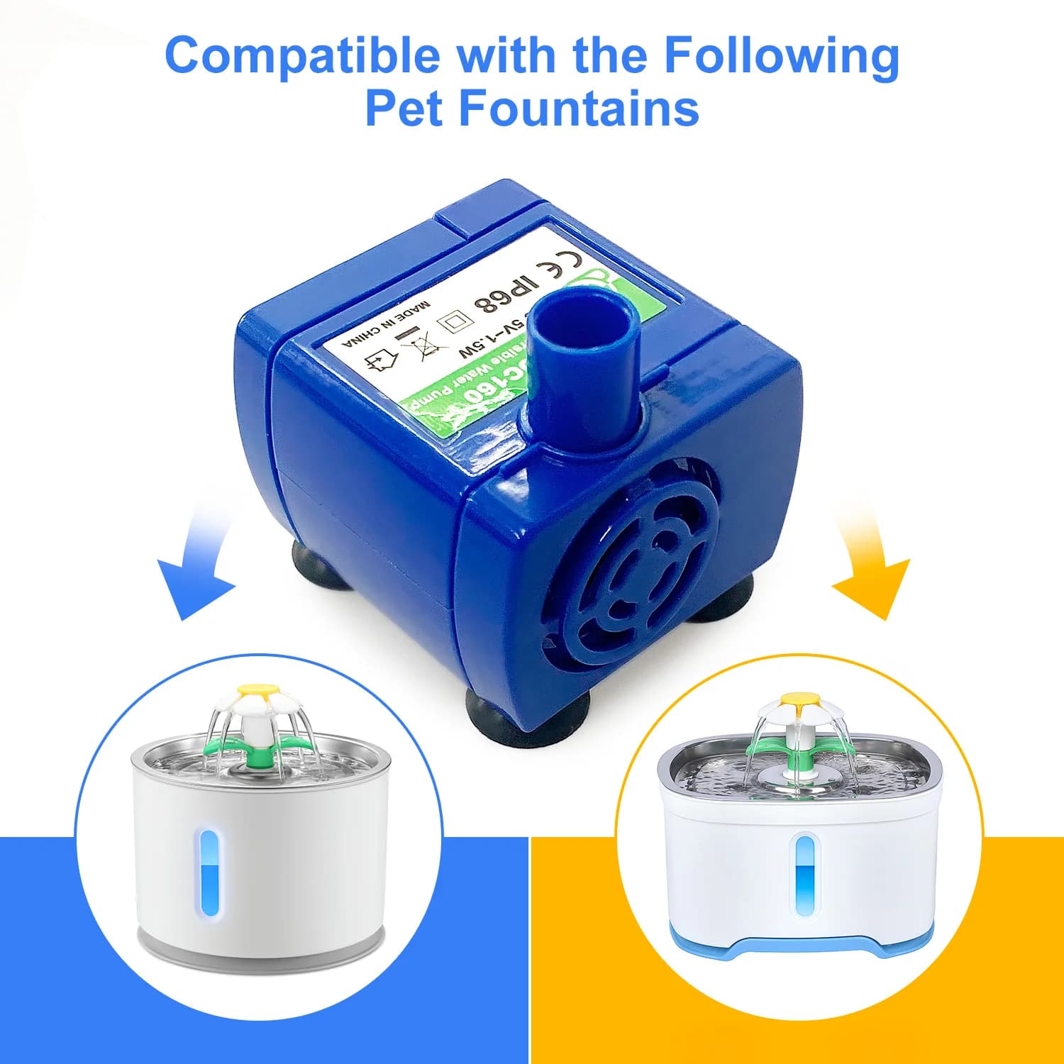 Cat Water Dispenser Pump USB Replacement Submersible Motor New Pet Stainless Pet — image 3