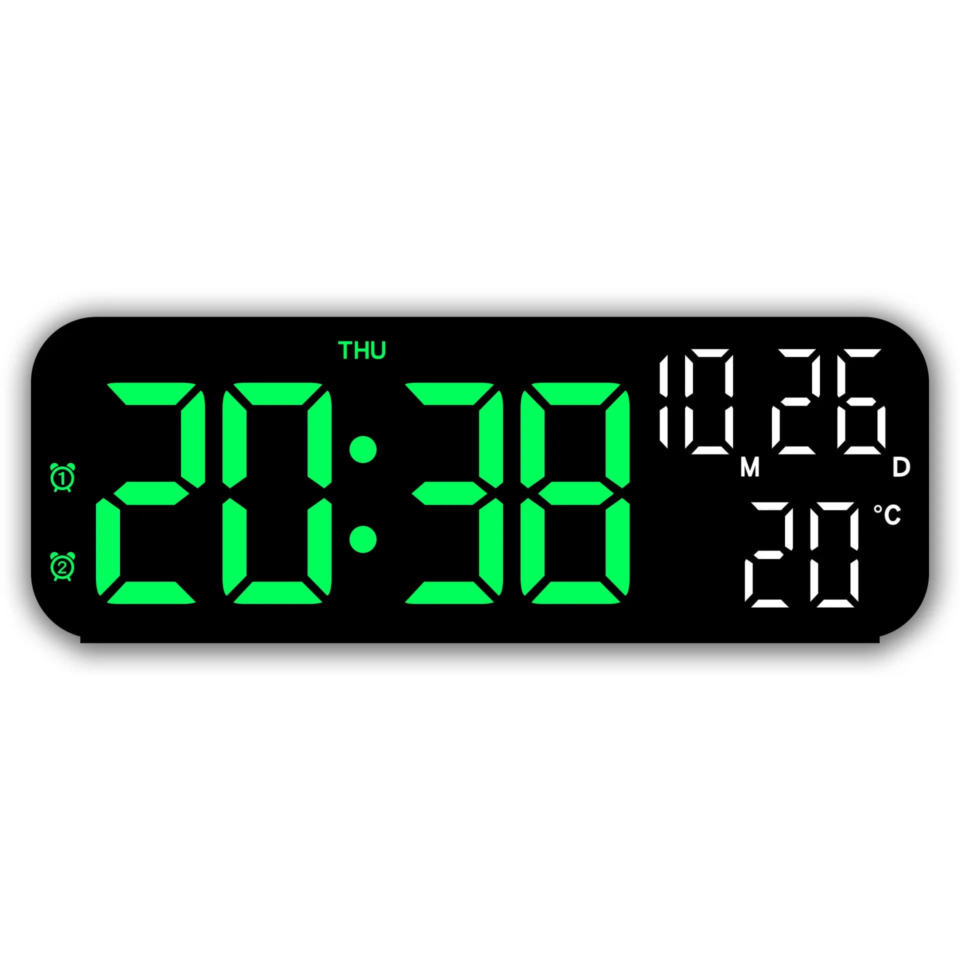 Digital Alarm Clock LED Display Temperature Date Week 12/24H Wall & Night — image 7
