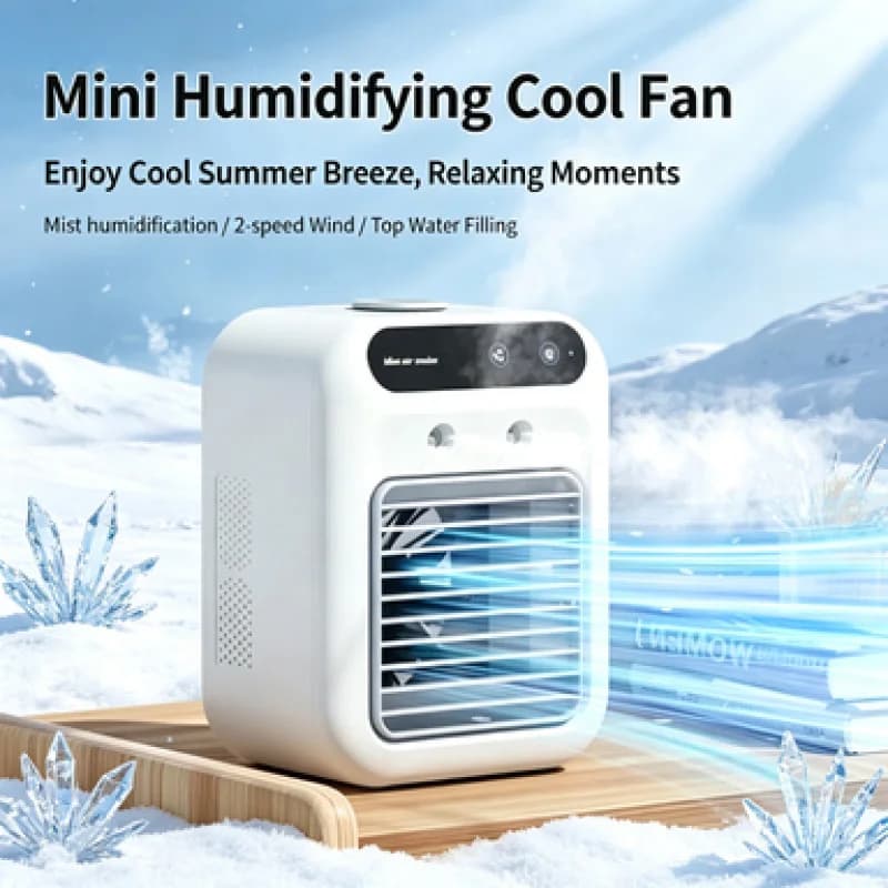 Portable Cooling Fan Mist Humidifier Desktop Mini Air Conditioner UK — image 2