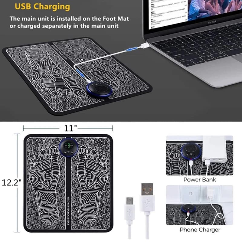 Electric EMS Foot Massager Pad Portable Muscle Stimulation Massage Mat New Pain — image 6