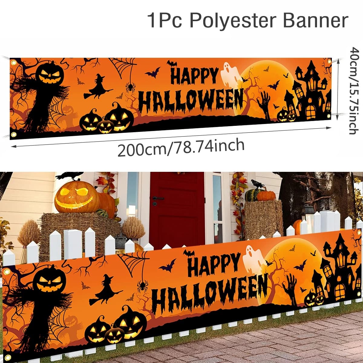 Halloween Outdoor Banner Pumpkin Bat Decoration for Home Party — image 7