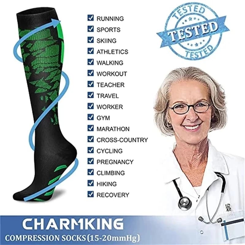 Compression Socks Graduated Running Training Recovery Cycling Sports Socks New U — image 6