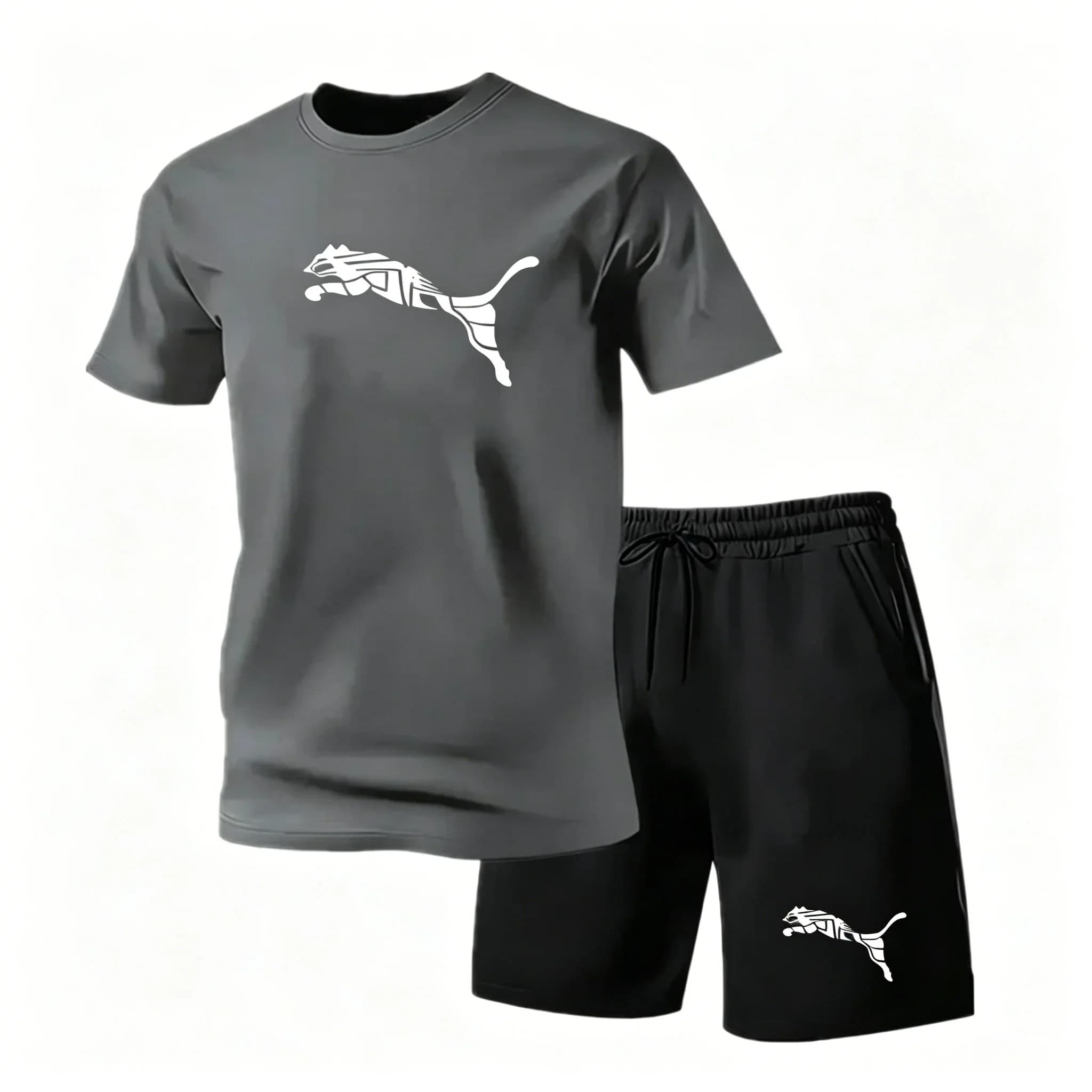 Men's Casual T-Shirt and Shorts Two-Piece Set Summer Outdoor Sports Breathable — image 5