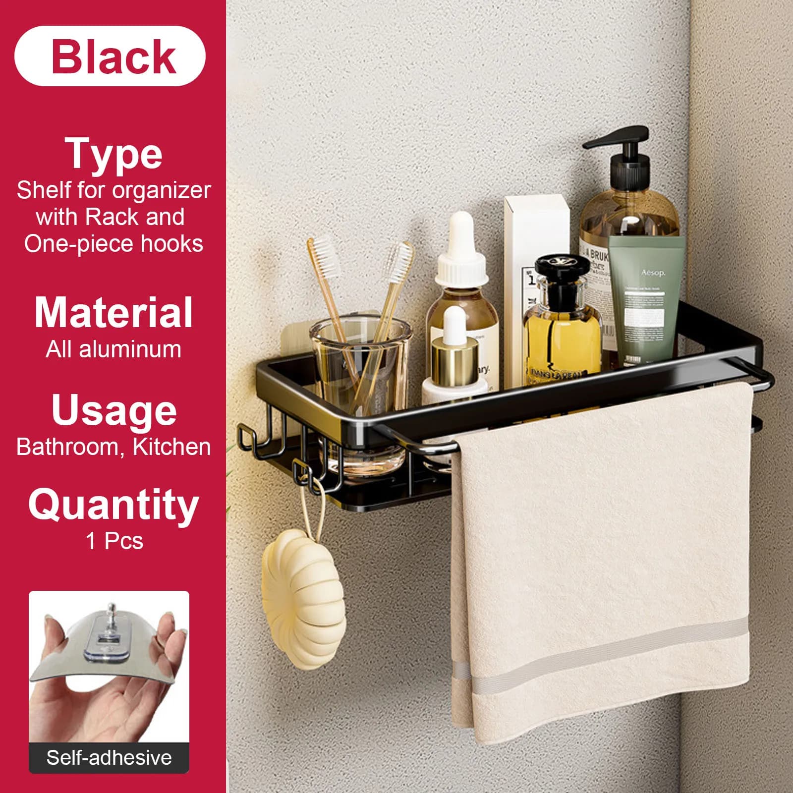 No Drill Shower Corner Shelf Wall Mounted Bathroom Rack for Shampoo Storage — image 13