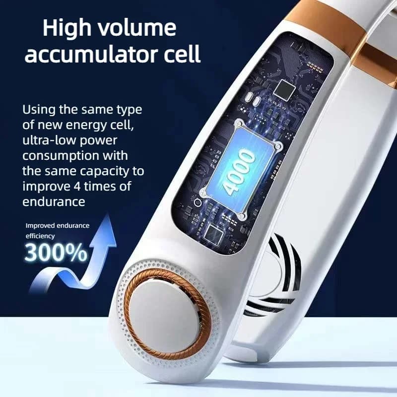 Portable Bladeless Neck Fan USB Rechargeable LED 360° Cooling 4000mAh Multi Speed — image 5