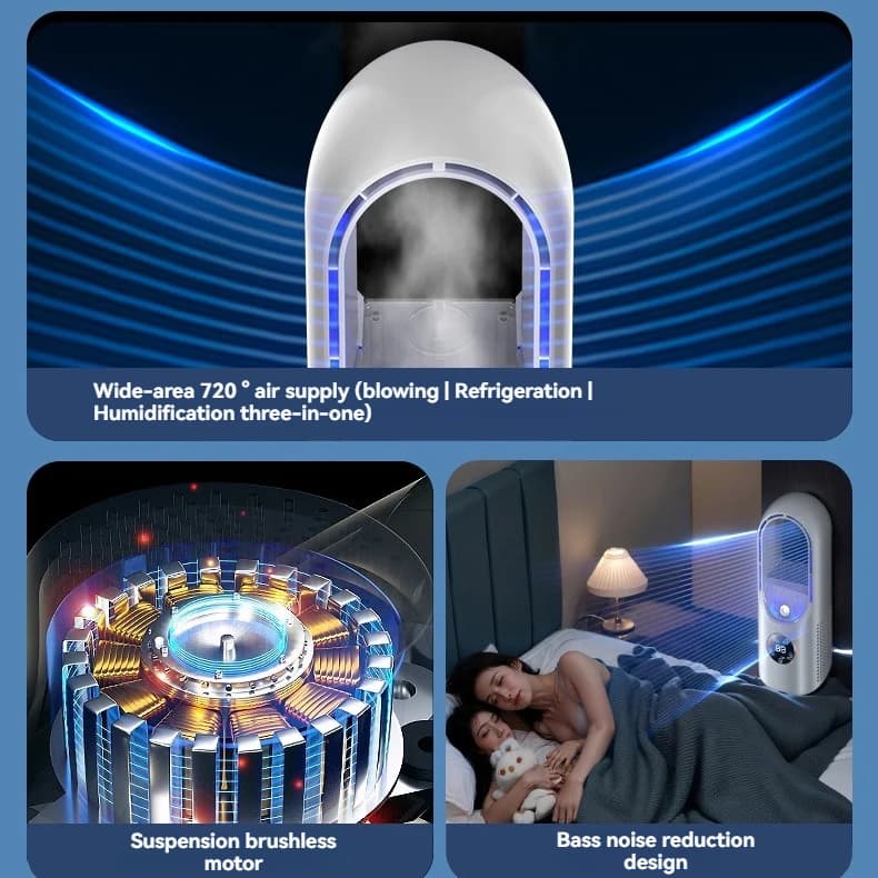 Mini Air Cooler USB Fan Humidification Cooling 6 Speed LED Light Silent Wind — image 4