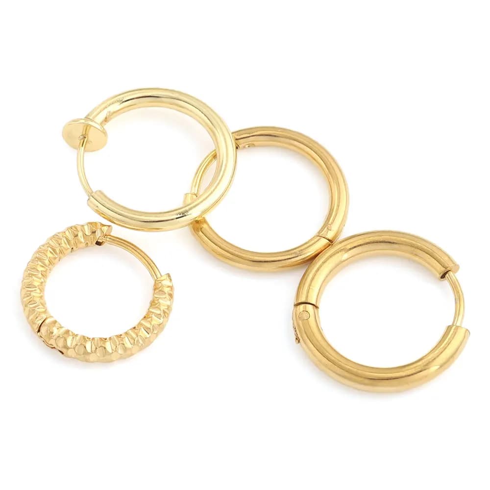 6 Pcs Stainless Steel Hoop Earrings Set for Women Korean Style Jewellery — image 3