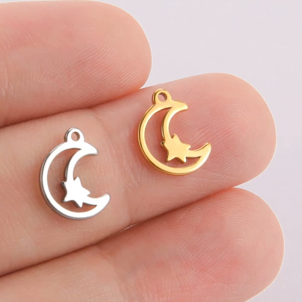 5 Pcs Stainless Steel Tree of Life Charms DIY Jewellery Making Moon Cross Pendants — image 10