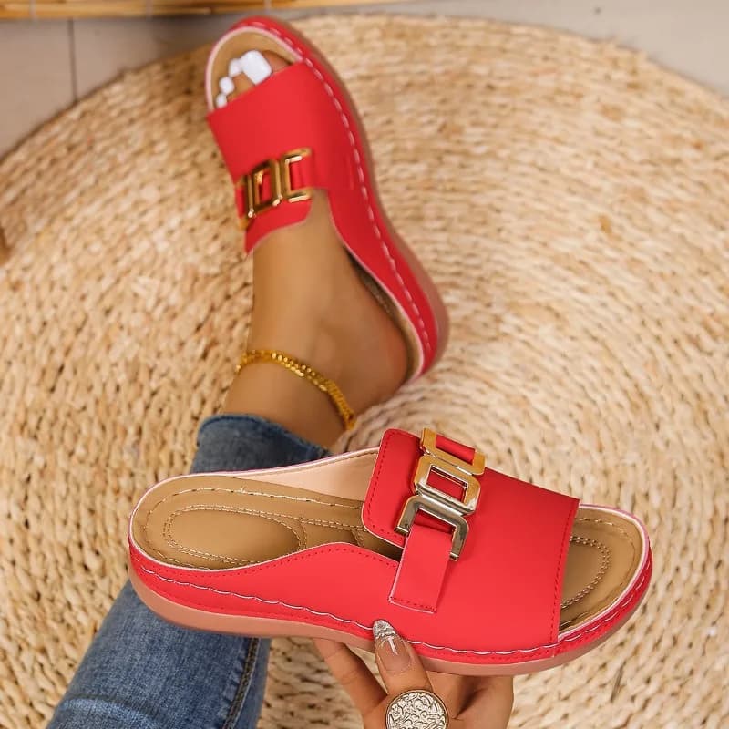 Women's Platform Slippers Metallic Open Heel Sandals Summer Beach — image 8