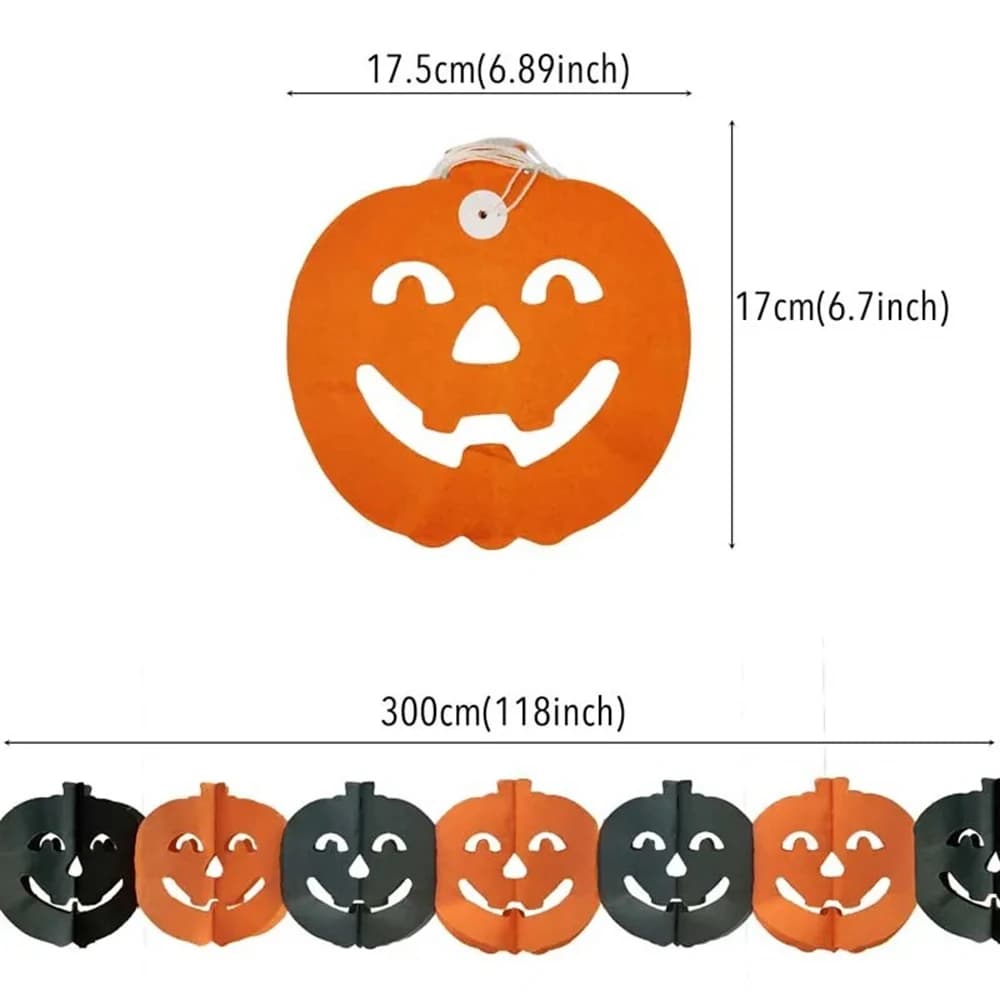 Halloween Paper Banner Spider Pumpkin Ghost Bat Paper Chain Garland Decoration — image 3