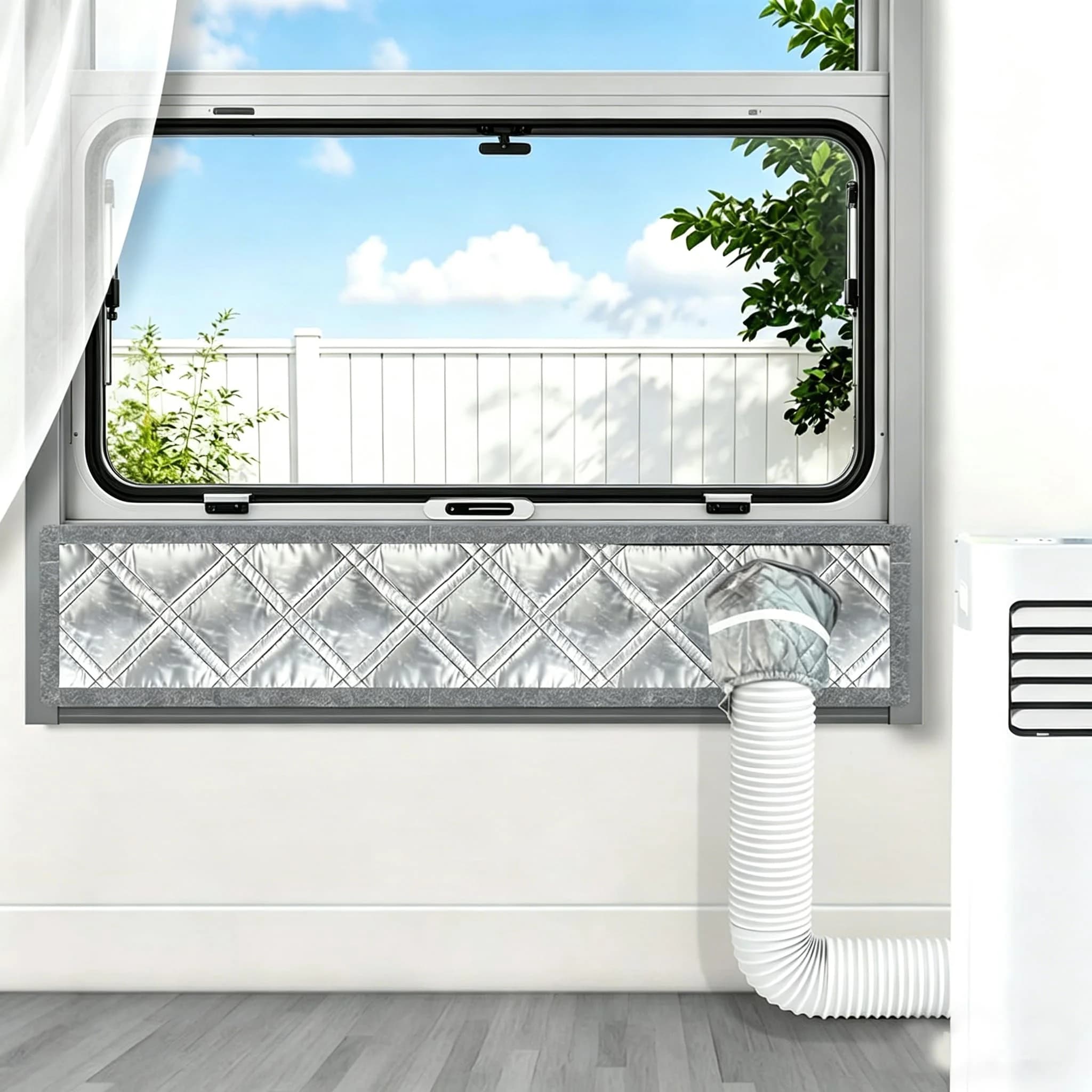 Padded Portable AC Window Seal Kit Silver Coated Vent Cloth Sliding for Air Conditioner — image 2