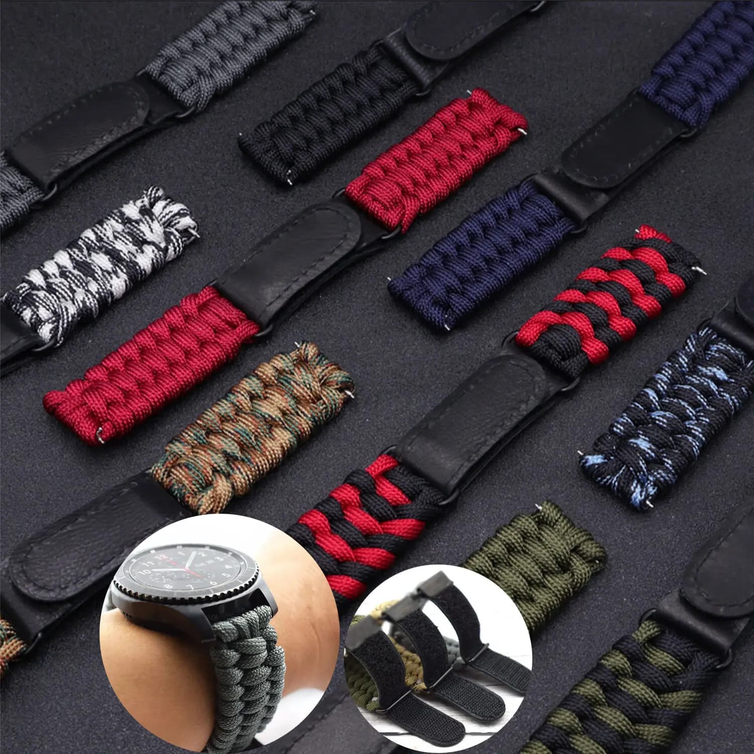 Braided Watch Band 20mm 22mm Universal Velcro Strap for Galaxy Watch Gear S3 — image 2