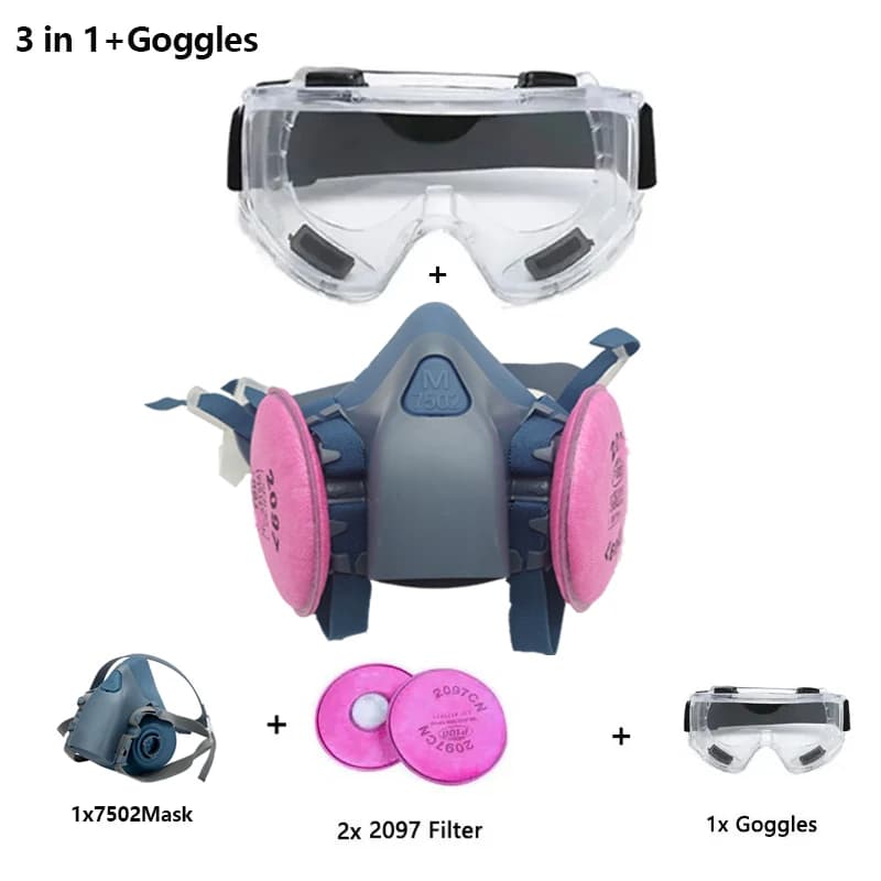 Gas Mask Respirator 7502 Silicone Filter Goggles Set Dust Paint New With 2097 UK — image 10