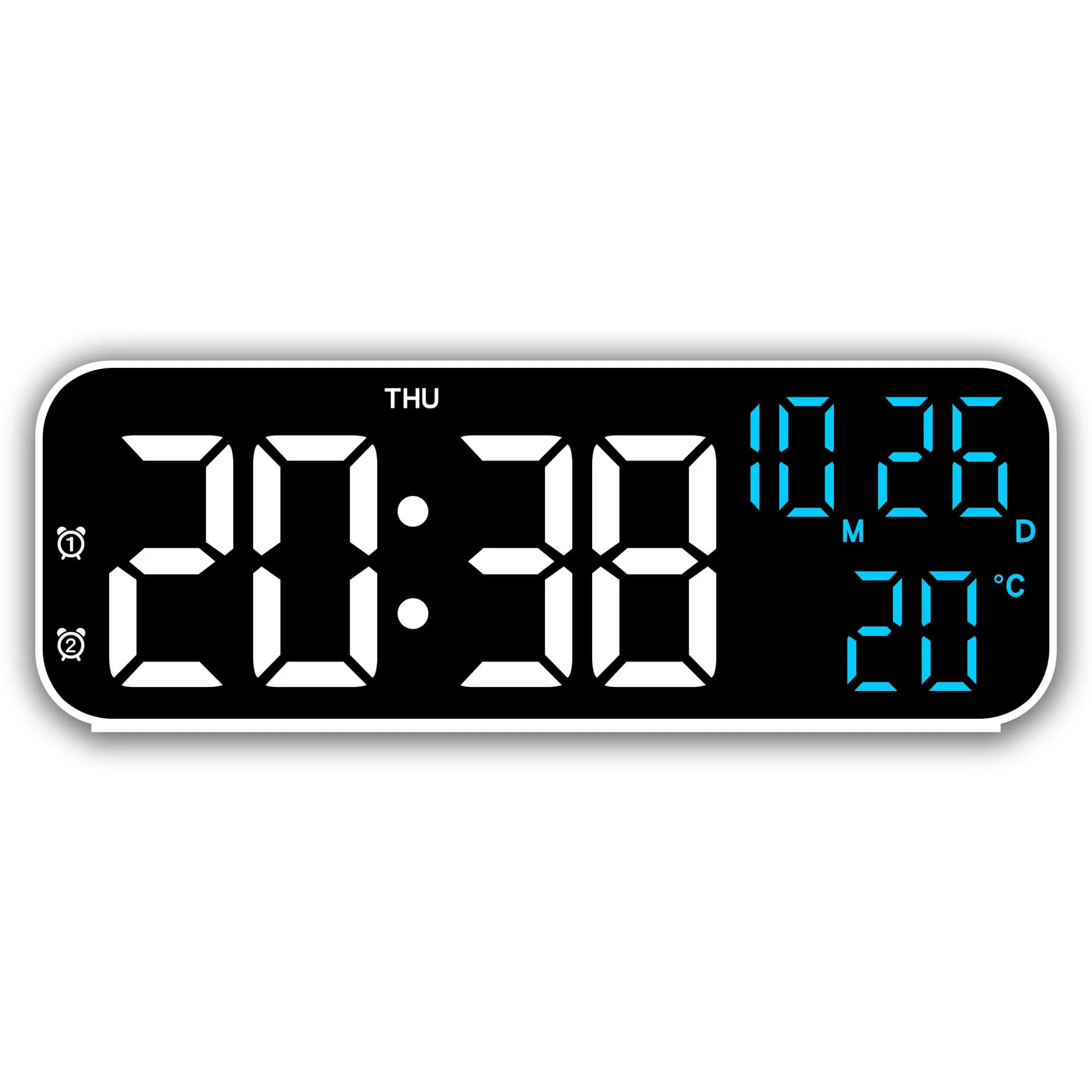 Digital Alarm Clock LED Display Temperature Date Week 12/24H Wall & Night — image 9