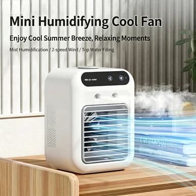 Portable Cooling Fan Mist Humidifier Desktop Mini Air Conditioner UK — image 9