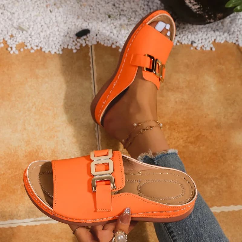Women's Platform Slippers Metallic Open Heel Sandals Summer Beach — image 13