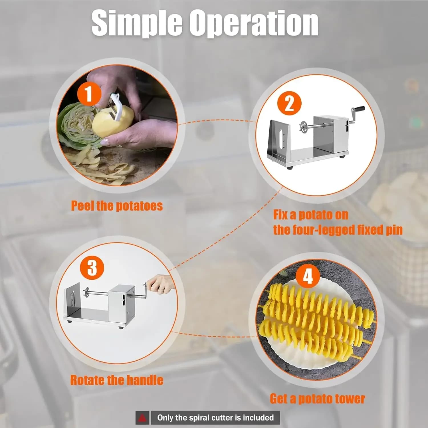 Potato Cutter Spiral Cutter Stainless Steel Fruit Vegetable New NEWEST Tornado U — image 6