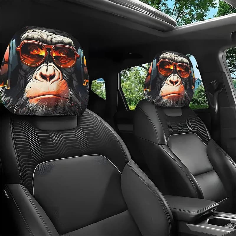 Car Headrest Covers Halloween Horror Face Print Universal Elastic 2 Pcs UK — image 10